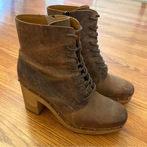 Kork-Ease Sherborn Clog Platform Lace up Leather Boot, Brown Lion sz 7.5